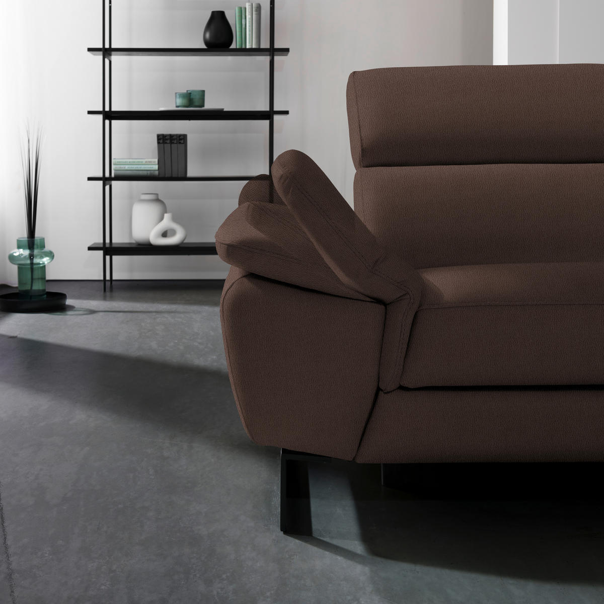 ECKSOFA in Echtleder Braun  - Schwarz/Braun, Design, Leder/Metall (225/281cm) - Celina Home