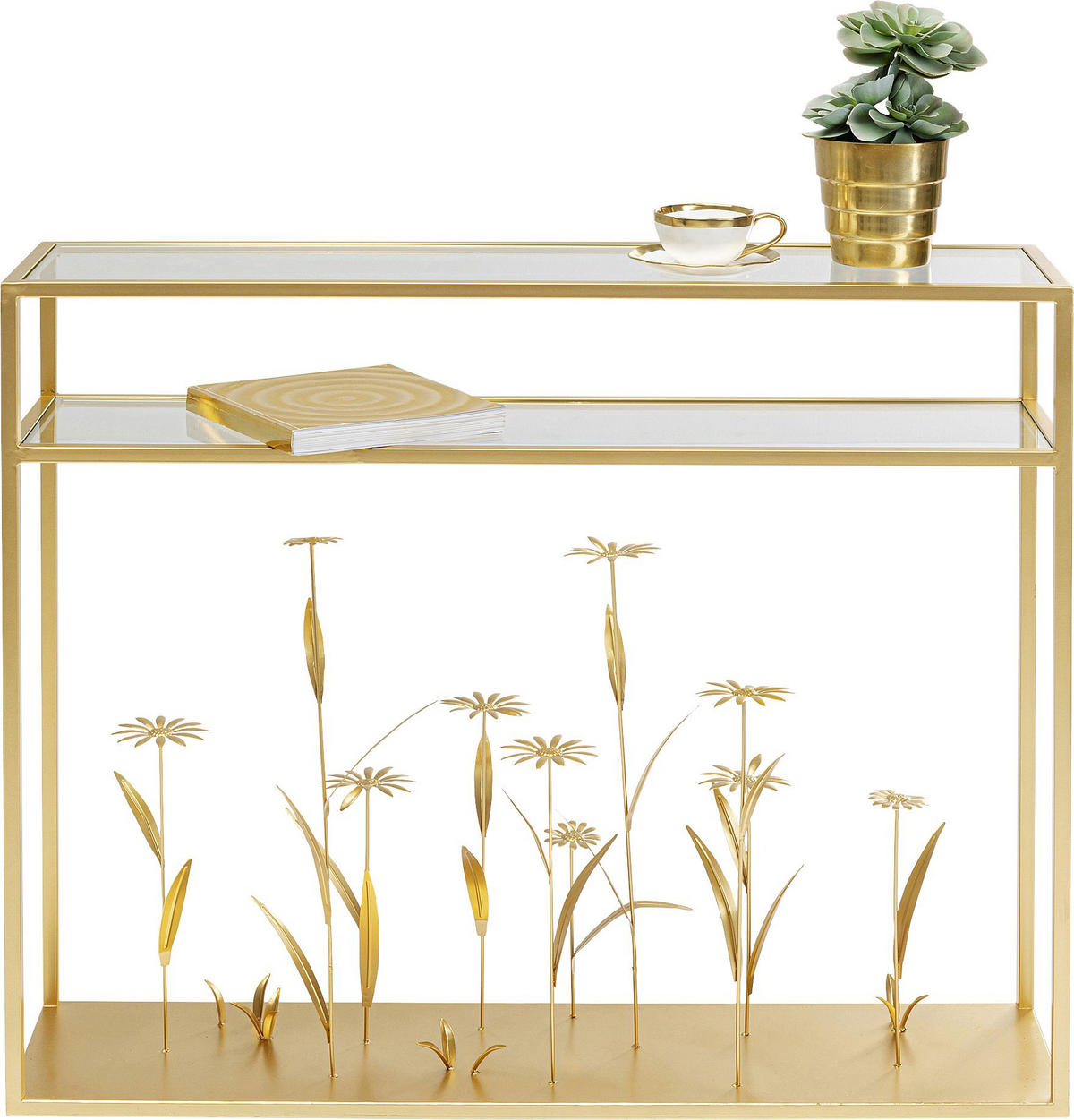 KONSOLENTISCH Goldfarben  - Goldfarben, Design, Glas/Metall (100/25/85cm) - Kare-Design
