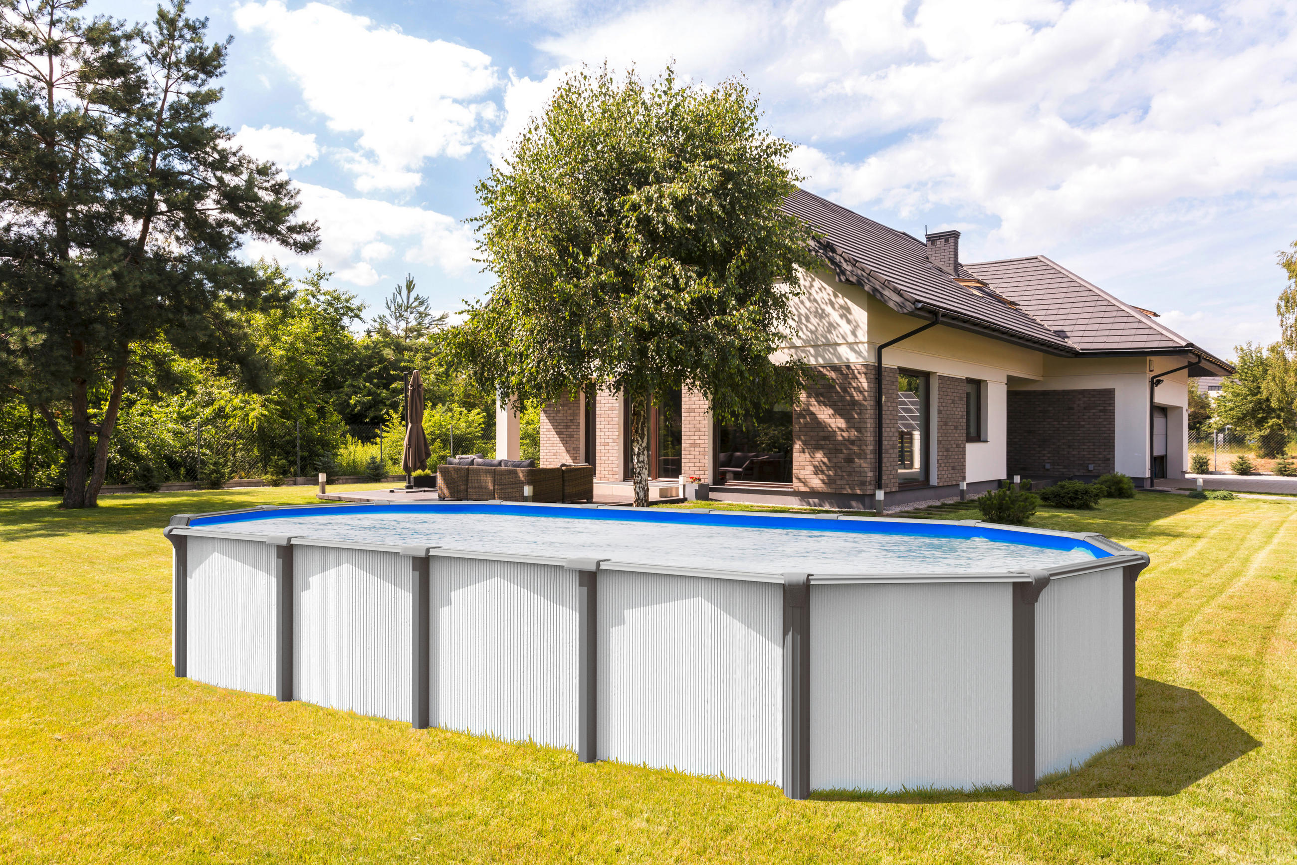 POOL-SET 730/360/132 cm  - Weiß/Grau, Basics (730/360/132cm)