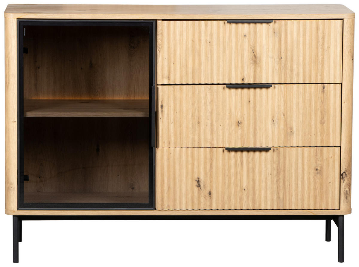 SIDEBOARD  in 114/82/40 cm  - Schwarz/Eiche Artisan, Design, Glas/Holzwerkstoff (114/82/40cm) - MID.YOU