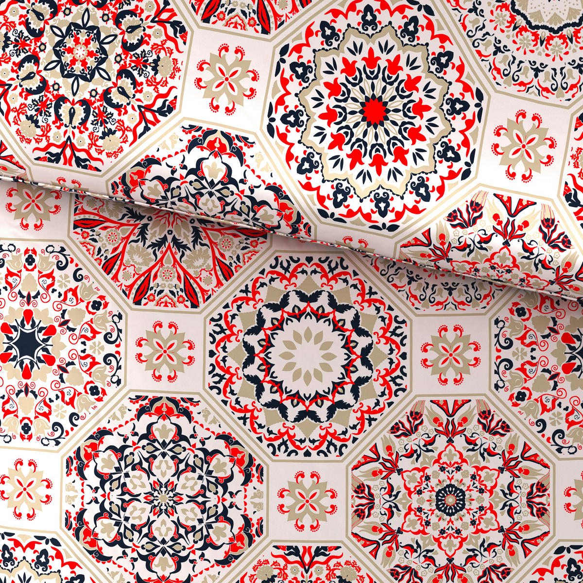 POVLEČENÍ, satén, modrá, červená, 140/200 cm - modrá/červená, Konvenční, textil (140/200cm) - Esposa