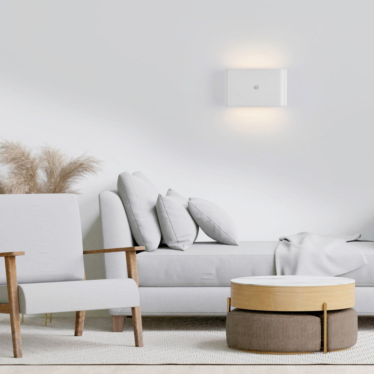 AKKU-WANDLEUCHTE - Weiß, Design, Kunststoff/Metall (16/6,5/9,5cm)