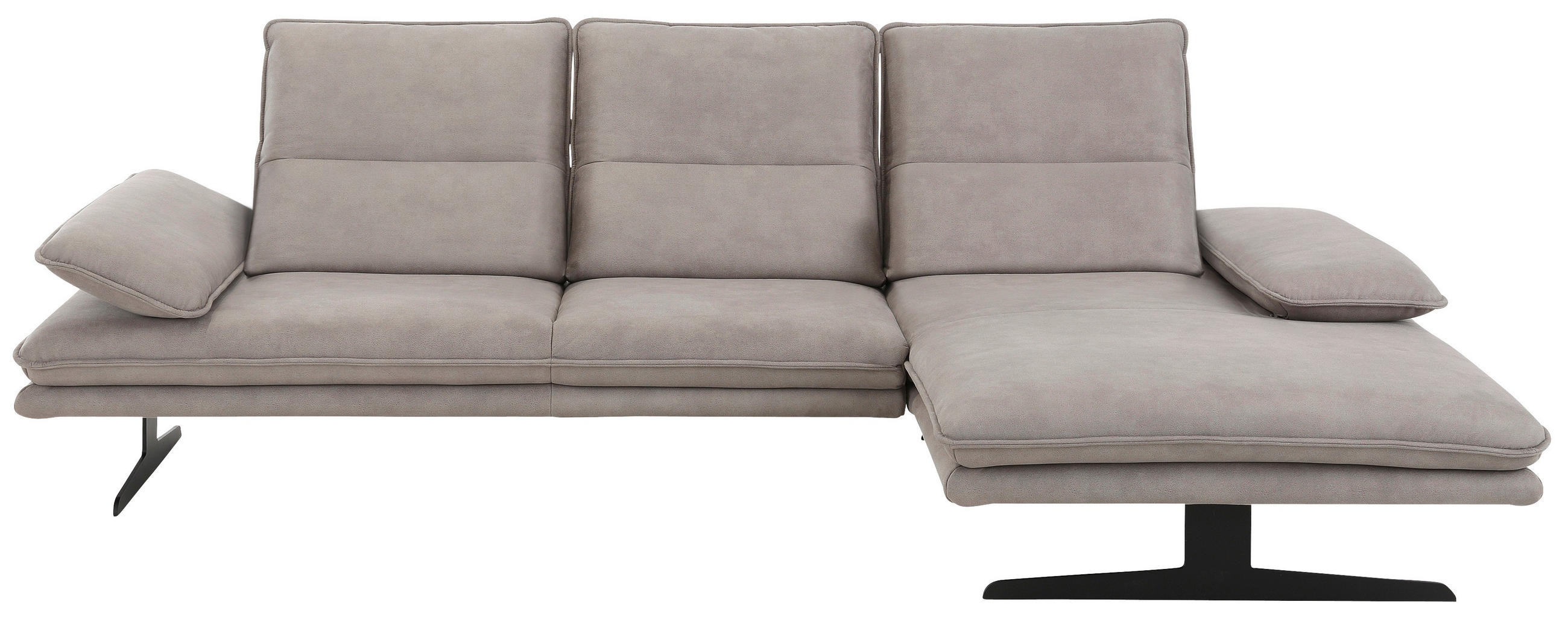 ECKSOFA Grau Flachgewebe - Schwarz/Grau, Design, Textil/Metall (291/164cm) - Chilliano