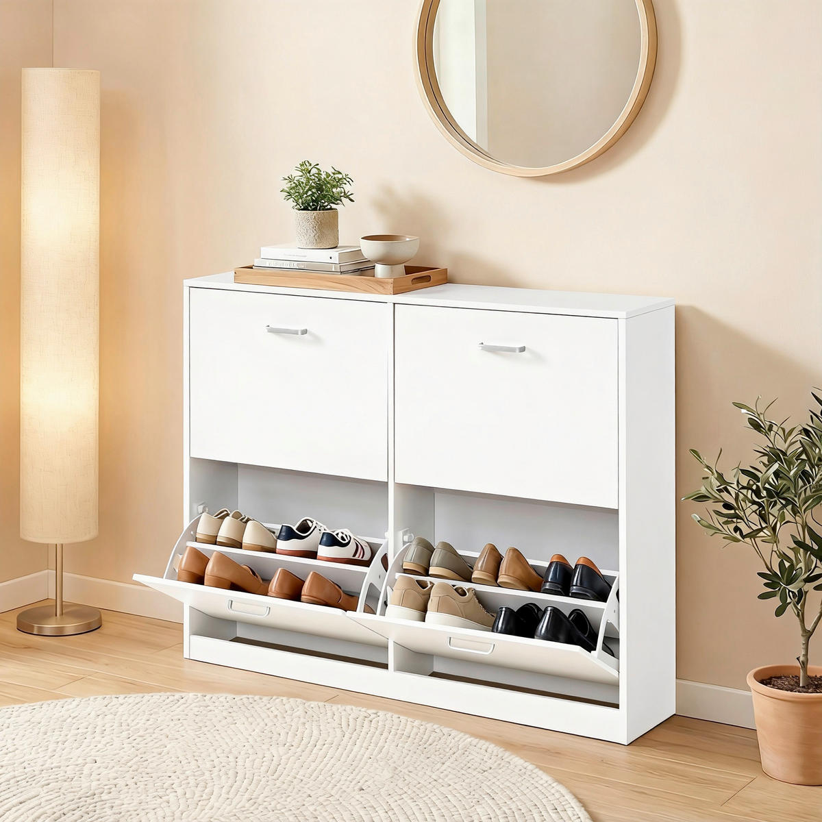 SCHUHKIPPER  in 105,5/82,7/24 cm  - Silberfarben/Weiß, Trend, Holzwerkstoff/Metall (105,5/82,7/24cm) - Boxxx