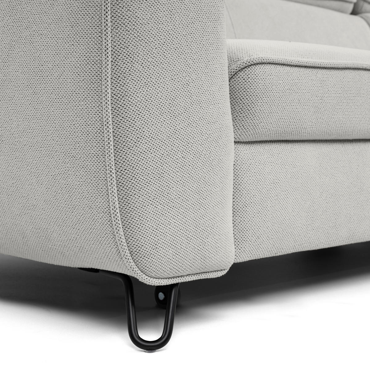 ECKSOFA in Flachgewebe Hellgrau  - Hellgrau/Schwarz, Design, Textil/Metall (250/200cm) - Stylife
