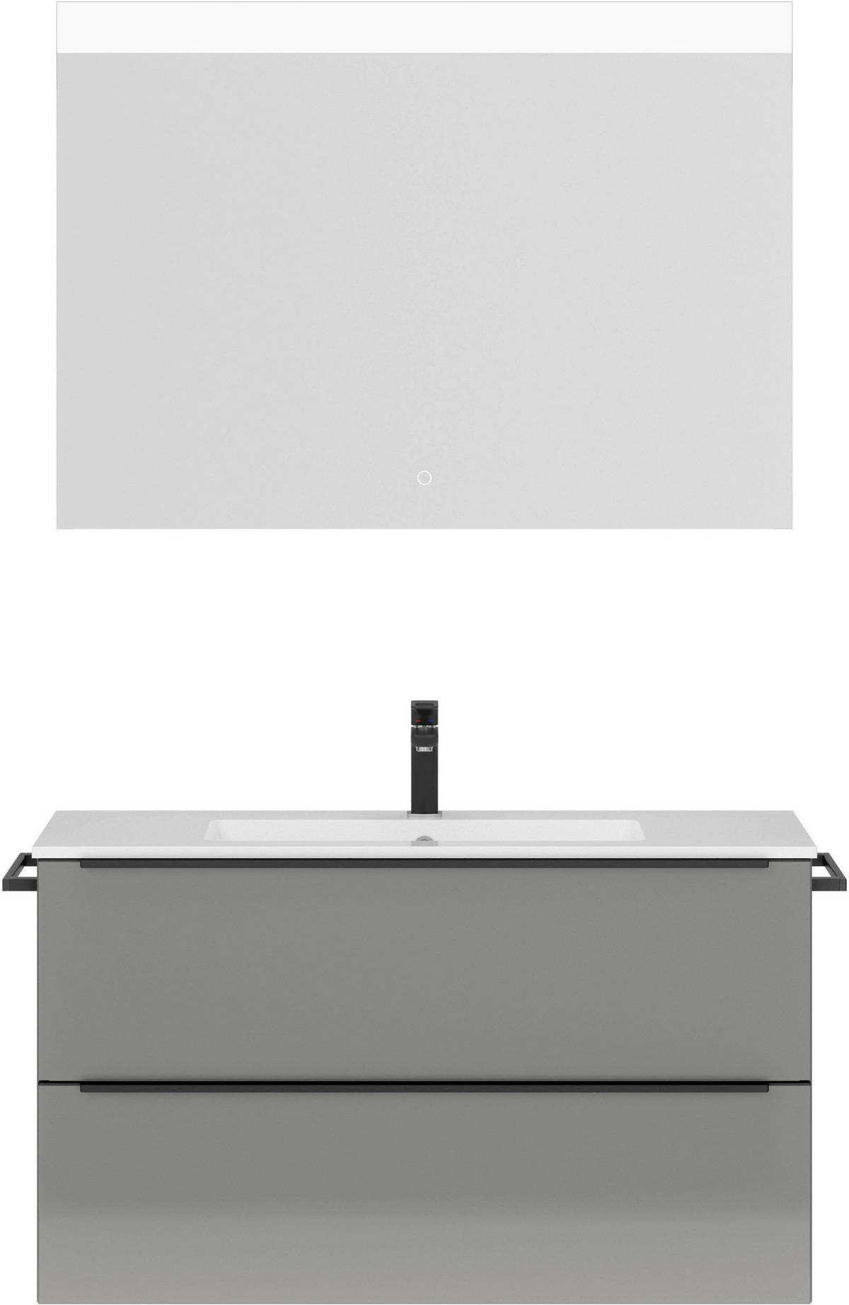 BADEZIMMER 3-teilig  in 101 cm  - Schieferfarben/Schwarz, MODERN, Holzwerkstoff/Stein (101cm) - Nobilia