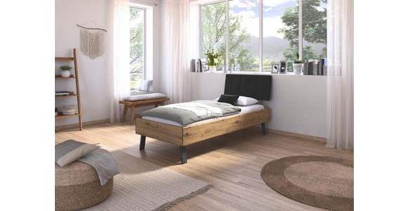BETT 90/200 cm  in Eiche Artisan  - Eiche Artisan/Grau, Design, Holzwerkstoff/Textil (90/200cm) - Carryhome