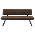 SITZBANK 180/86,5/60 cm in Schwarz, Dunkelbraun - Dunkelbraun/Schwarz, Design, Textil/Metall (180/86,5/60cm) - Cantus