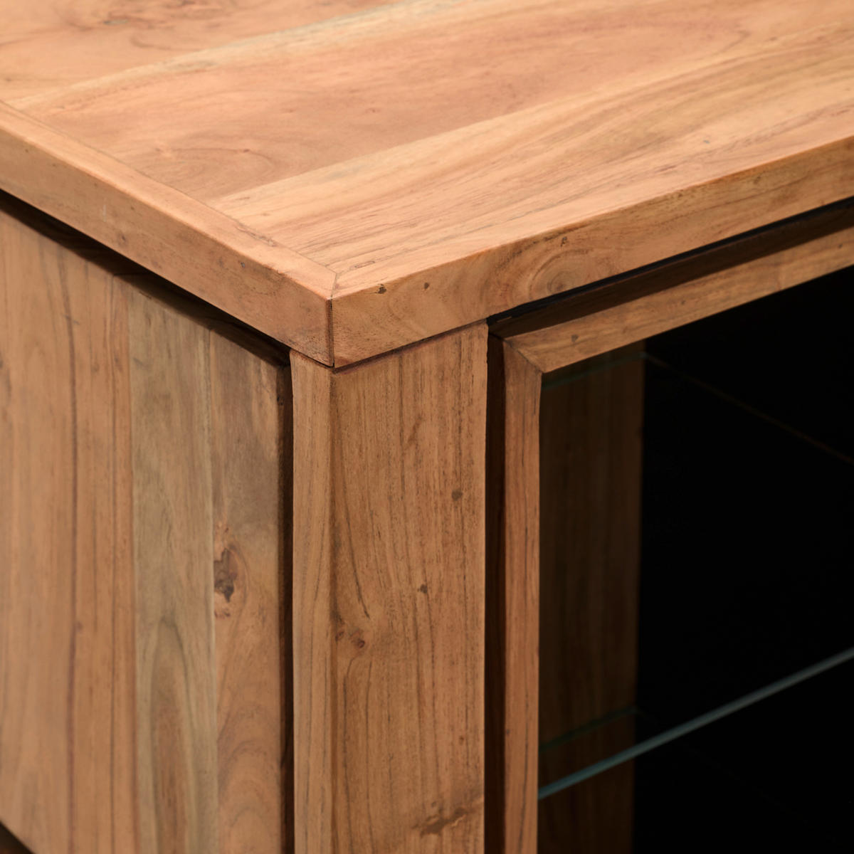 HIGHBOARD  in 115/150/40 cm  - Schwarz/Akaziefarben, Natur, Glas/Holz (115/150/40cm) - Livetastic