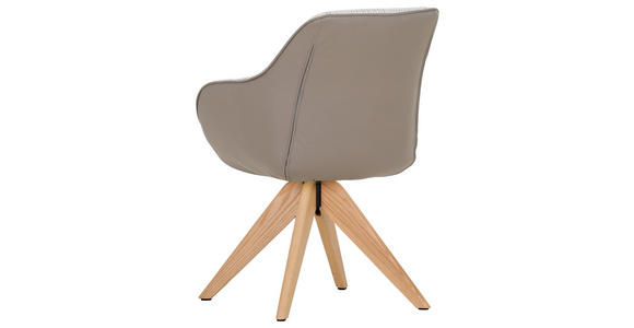 ARMLEHNSTUHL in Chenille, Lederlook - Taupe/Eichefarben, MODERN, Holz/Textil (60/83/65cm) - Novel