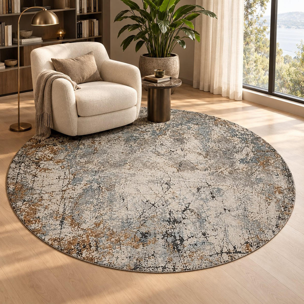 TKANI TEPIH POSEIDON 200 CM  siva, višebojna     - siva/višebojna, Dizajnerski, tekstil/prirodni materijali (200cm) - Dieter Knoll
