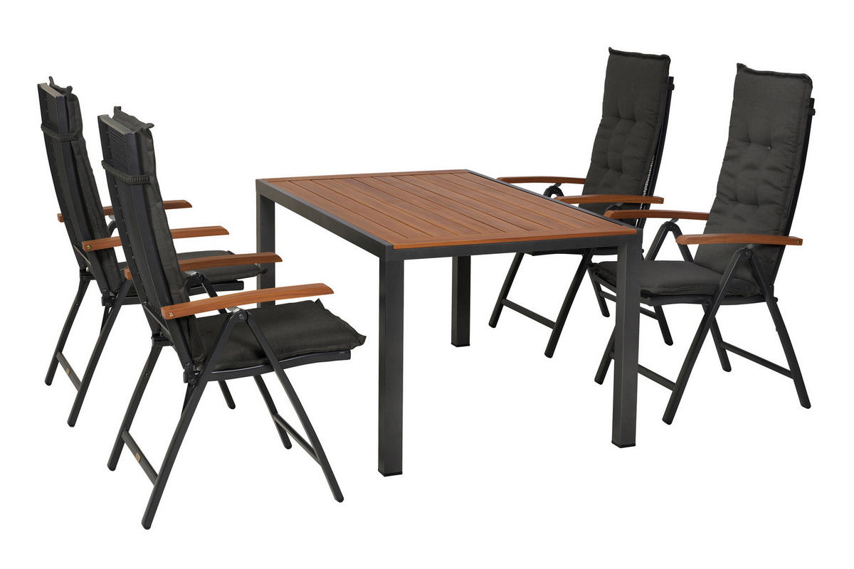 GARTENTISCHGRUPPE  - Graphitfarben/Naturfarben, KONVENTIONELL, Textil/Metall - Gardenson