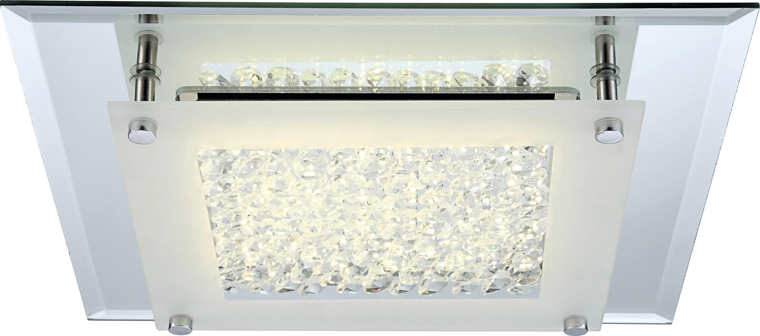 LED-DECKENLEUCHTE 12 W    28/28/6 cm  - Chromfarben, Design, Glas/Metall (28/28/6cm) - Globo