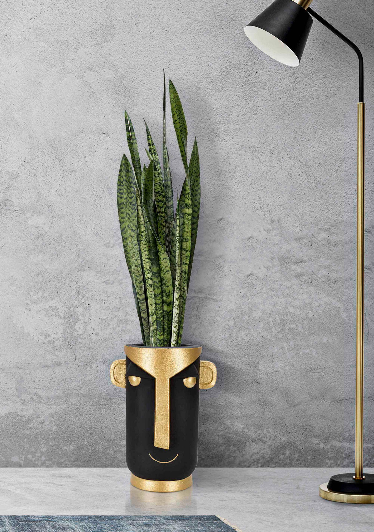 Vase Tribal C  - Goldfarben/Schwarz, Basics, Kunststoff (30/40/23.5cm)