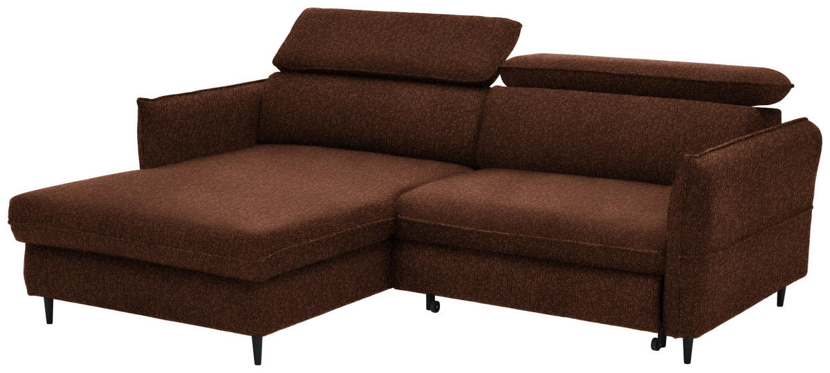ECKSOFA in Struktur Rostfarben  - Rostfarben/Schwarz, Design, Holz/Textil (185/232cm) - Stylife