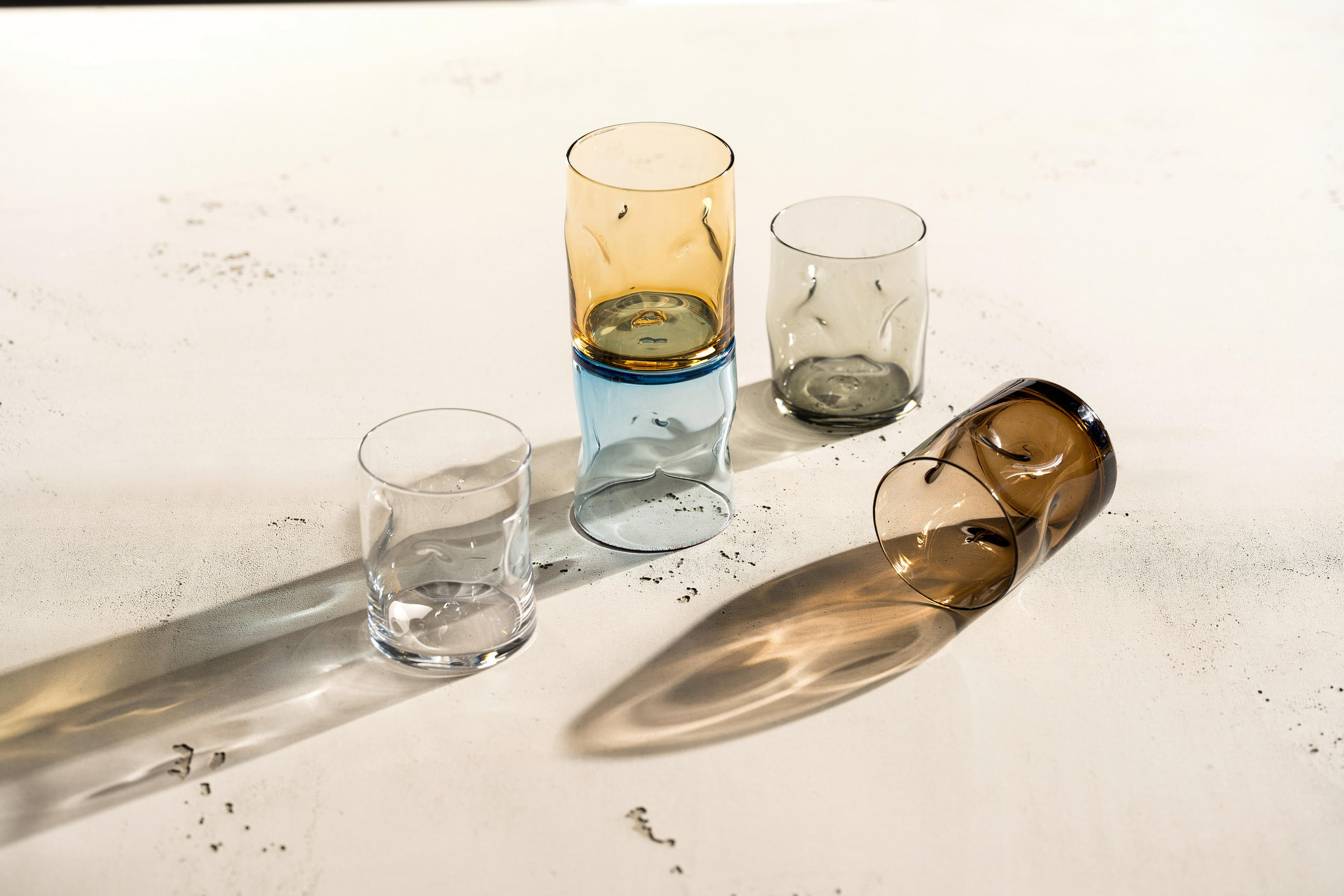 Thumbnail - Leonardo Gläserset Vesuvio, Blau, Braun, Gelb, Grau, Glas, 4-teilig, 300 ml, 7.5x9x7.5 cm, Essen & Trinken, Gläser, Gläs...