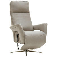 RELAXSESSEL Leder Grau  - Edelstahlfarben/Grau, Design, Leder/Metall (83/116/87cm) - Valdera