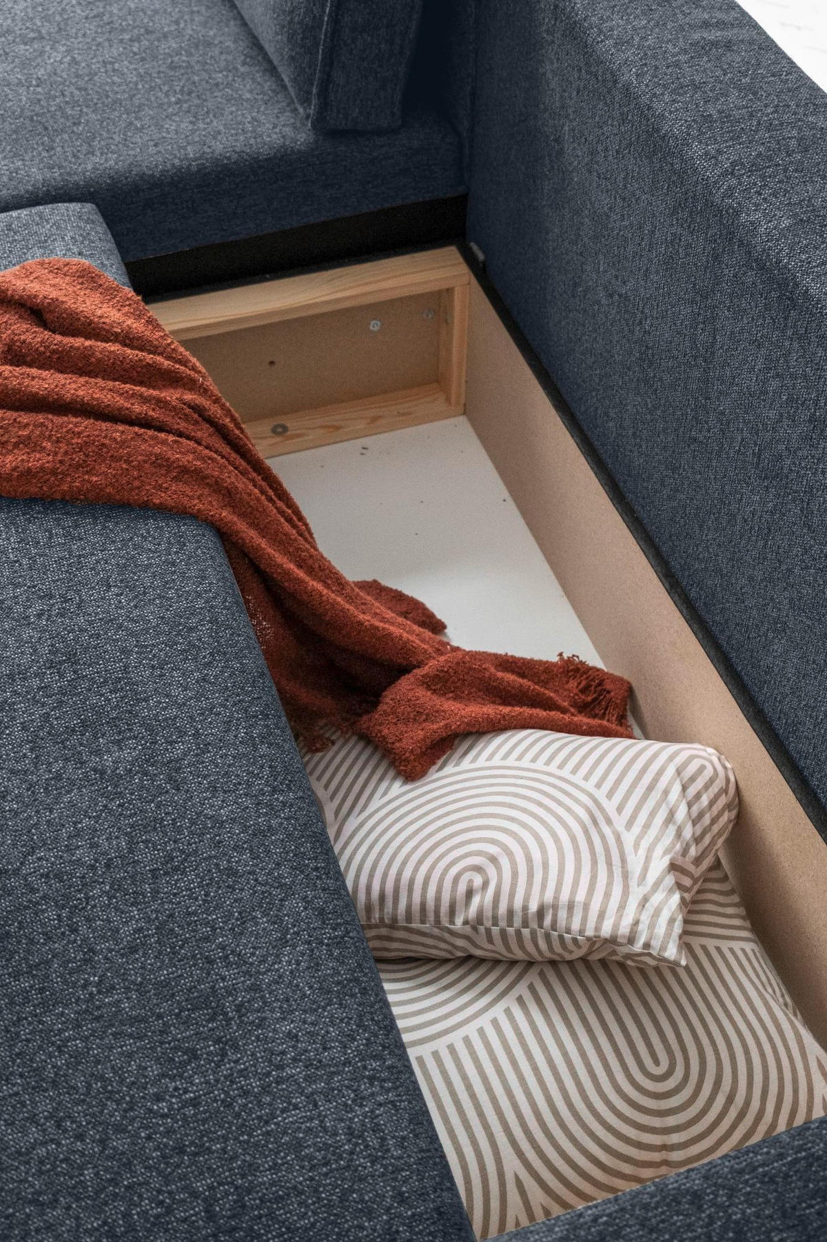 ECKSOFA in Dunkelblau  - Weiss/Schwarz, Design, Kunststoff/Textil (194/246cm) - MID.YOU