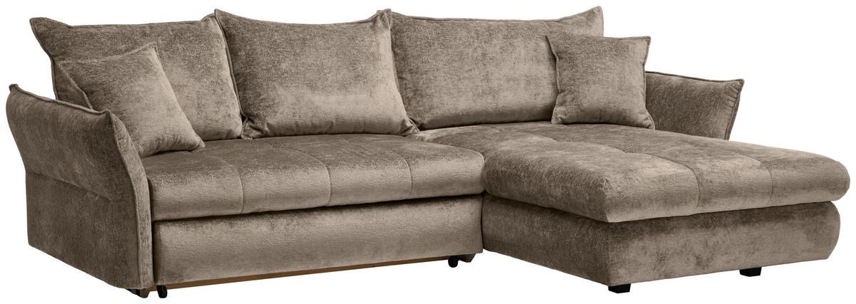 ECKSOFA in Chenille Beige  - Beige/Schwarz, KONVENTIONELL, Kunststoff/Textil (275/180cm) - Stylife
