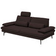 3-SITZER-SOFA in Leder Braun  - Schwarz/Braun, Design, Leder/Metall (222/86/104cm) - Dieter Knoll