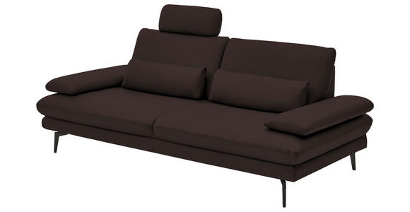 3-SITZER-SOFA in Leder Braun  - Schwarz/Braun, Design, Leder/Metall (222/86/104cm) - Dieter Knoll