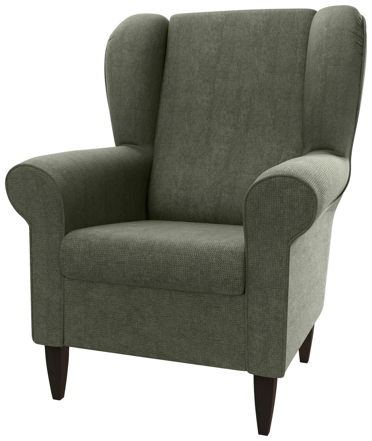OHRENSESSEL Chenille Dunkelgrün  - Wengefarben/Dunkelgrün, Konventionell, Holz/Textil (80/102/86cm) - Livetastic
