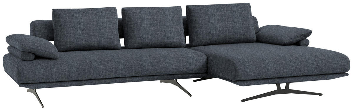 ECKSOFA in Chenille Dunkelblau  - Schwarz/Dunkelblau, Design, Textil/Metall (334/168cm) - Dieter Knoll