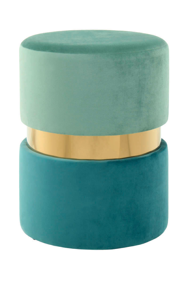 HOCKER Kiefer Goldfarben, Petrol, Mintgrün  - Goldfarben/Petrol, LIFESTYLE, Holz/Kunststoff (35/46/35cm) - Kayoom