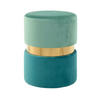 HOCKER Kiefer Goldfarben, Petrol, Mintgrün  - Goldfarben/Petrol, LIFESTYLE, Holz/Kunststoff (35/46/35cm) - Kayoom
