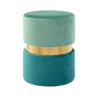 HOCKER Kiefer Goldfarben, Petrol, Mintgrün  - Goldfarben/Petrol, LIFESTYLE, Holz/Kunststoff (35/46/35cm) - Kayoom