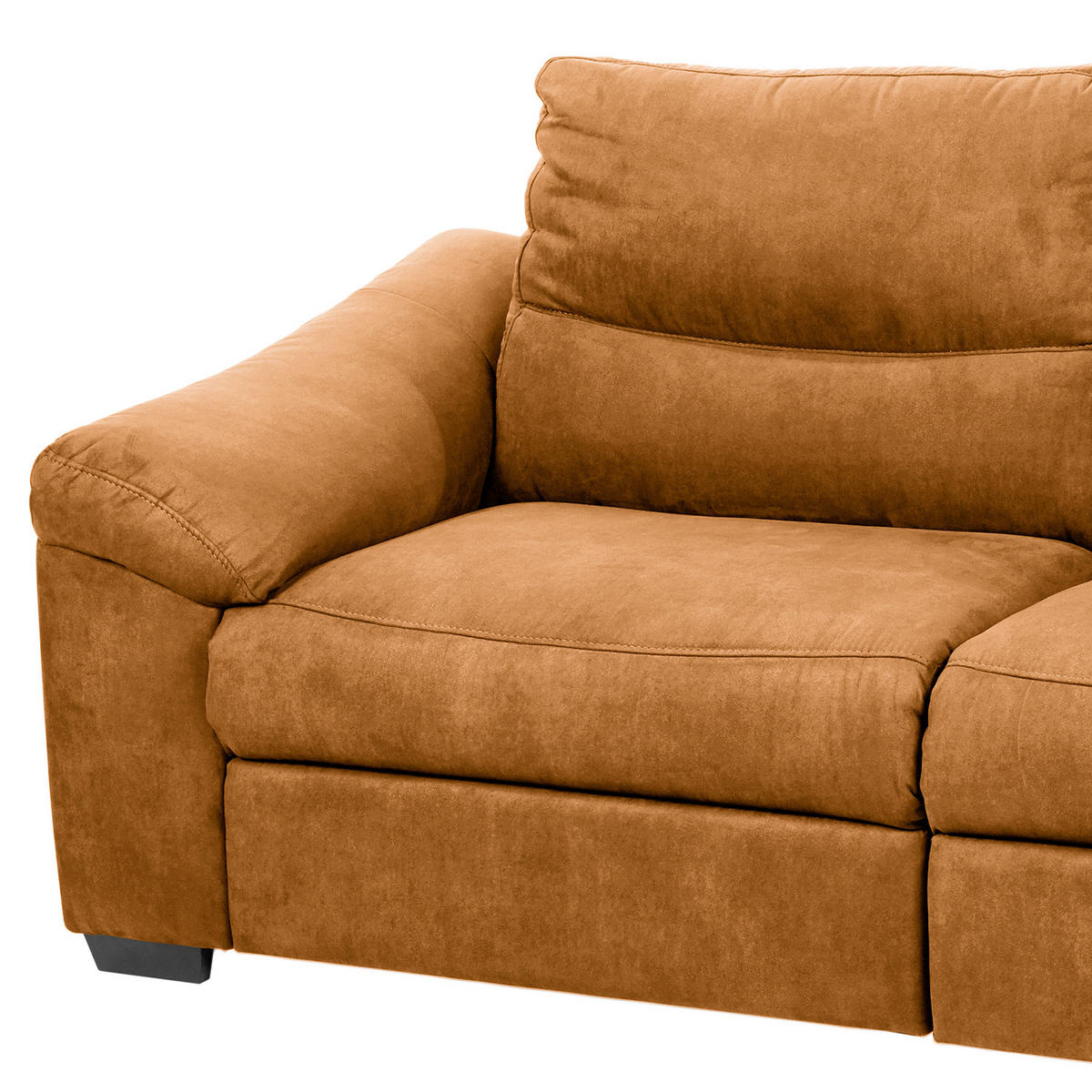 2,5-SITZER HAMPTON in Flachgewebe Cognac Landhaus  - Cognac/Schwarz, Design, Holz/Textil (214/97/97cm) - Livetastic