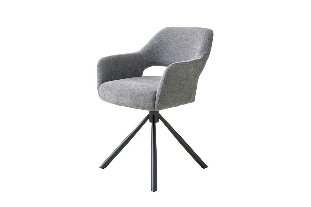 ARMLEHNSTUHL  Sitzfläche 360° drehbar Webstoff  Grau, Schwarz  - Schwarz/Grau, MODERN, Textil/Metall (58/84/61cm) - Schöner Wohnen