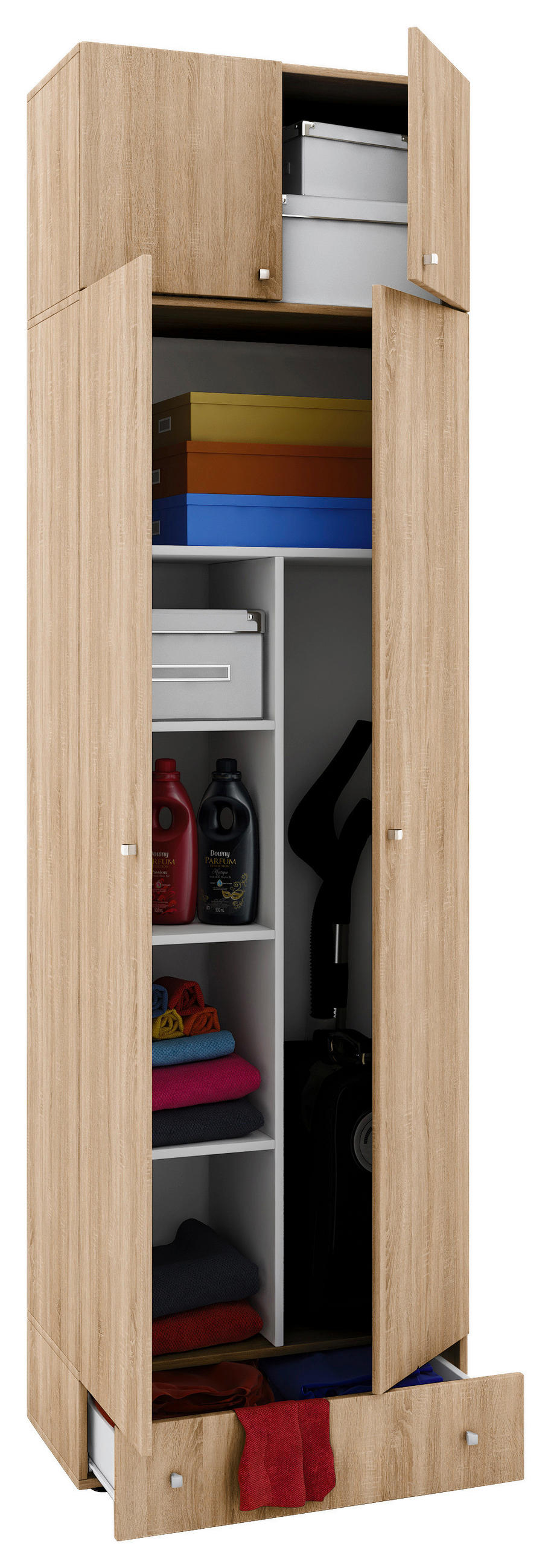 MEHRZWECKSCHRANK 70/238/39 cm  - Silberfarben/Schwarz, Modern, Holzwerkstoff/Kunststoff (70/238/39cm) - MID.YOU