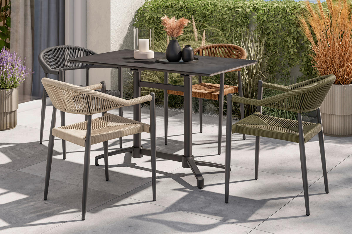 BISTRO STOL   metal, plastika      - antracit, Konvencionalno, metal/plastika (120/70/74cm) - Ambia Garden