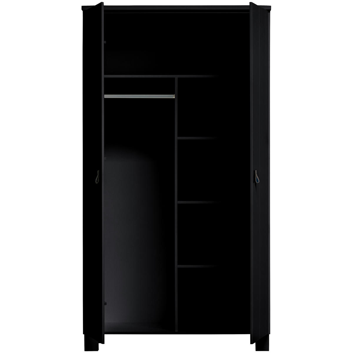 DREHTÜRENSCHRANK  in Schwarz  - Schwarz, Basics, Holz (111/202/55cm) - MID.YOU