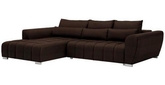 ECKSOFA in Webstoff Dunkelbraun  - Dunkelbraun/Silberfarben, MODERN, Kunststoff/Textil (218/304cm) - Carryhome