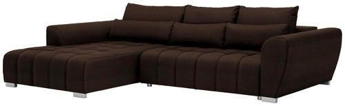 ECKSOFA in Webstoff Dunkelbraun  218/304 cm  - Dunkelbraun/Silberfarben, MODERN, Kunststoff/Textil (218/304cm) - Carryhome