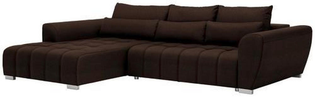 ECKSOFA in Webstoff Dunkelbraun  218/304 cm  - Dunkelbraun/Silberfarben, MODERN, Kunststoff/Textil (218/304cm) - Carryhome