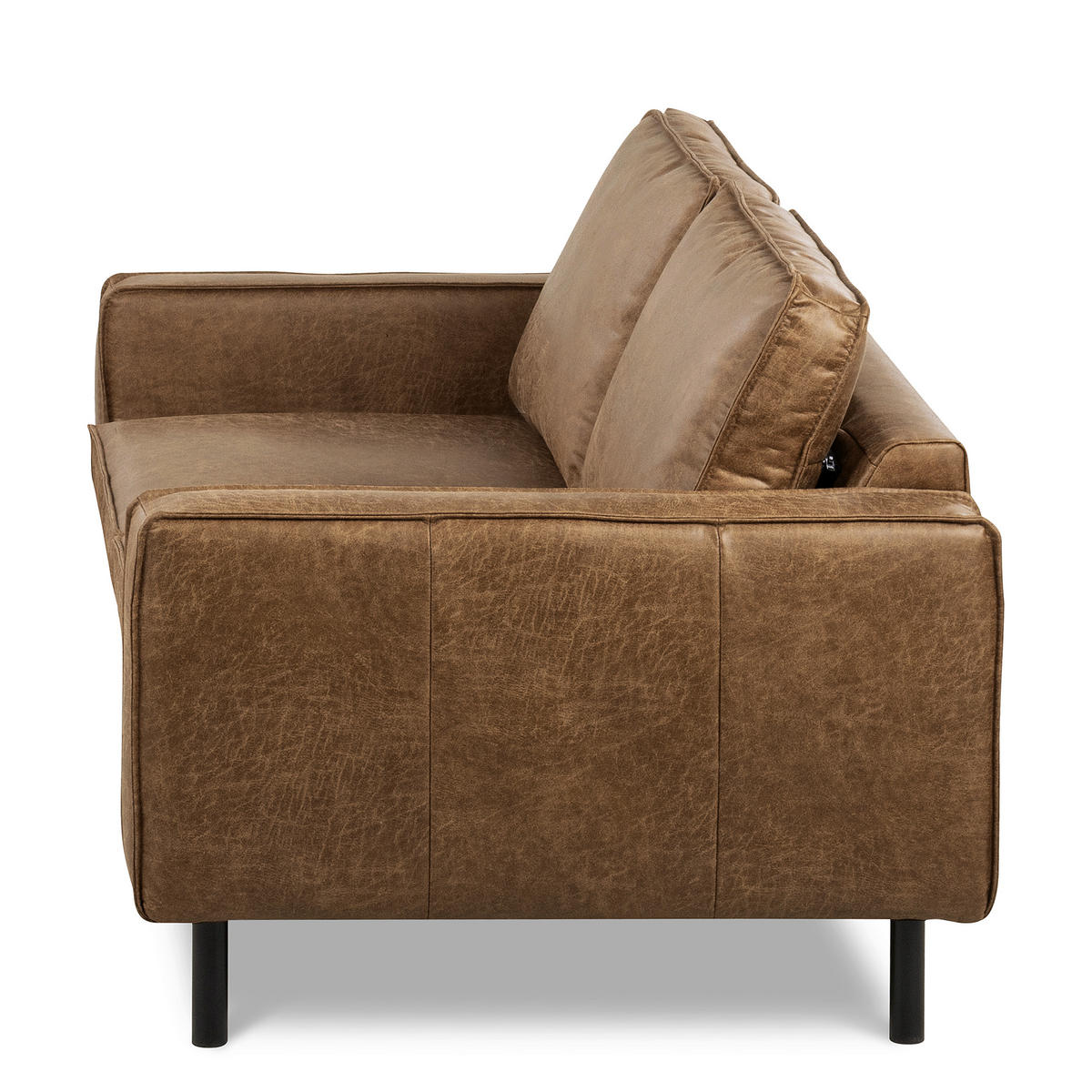 3-SITZER-SOFA Echtleder Lederlook Braun  - Schwarz/Braun, Design, Leder/Textil (188/85/92cm) - Livetastic