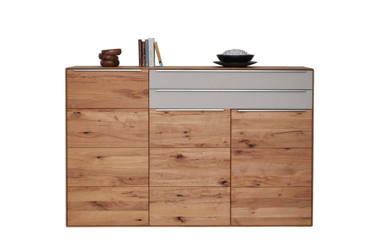 HIGHBOARD Schlammfarben, Buchefarben  182/119/40 cm  - Edelstahlfarben/Schlammfarben, Natur, Glas/Holz (182/119/40cm) - Valnatura