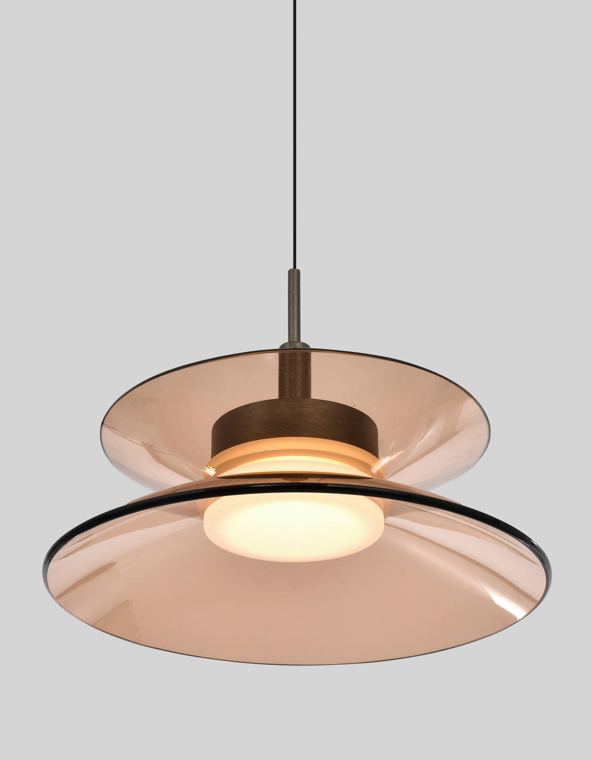 LED-HÄNGELEUCHTE Crema 22/150/22 cm  - Bronzefarben, Design, Glas/Metall (22/150/22cm)