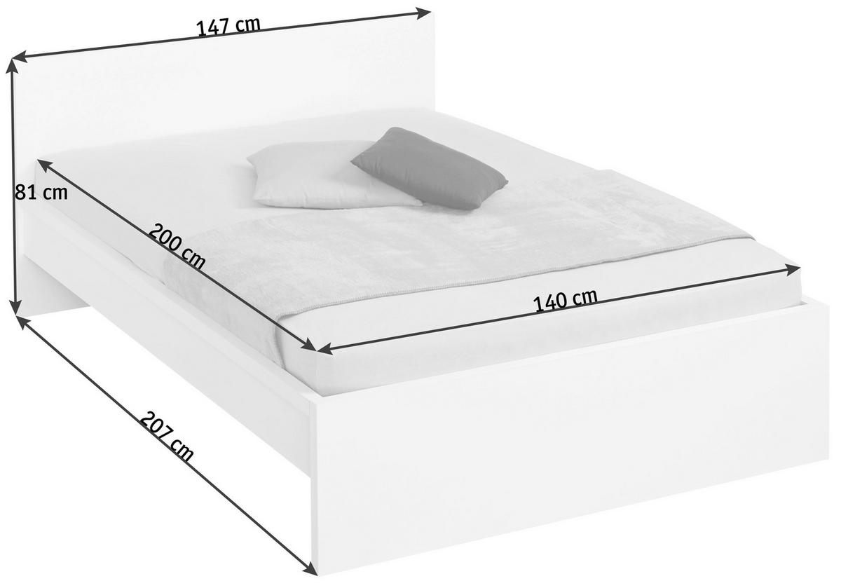 KREVET 140/200 cm     bela  - bela, Konvencionalno, pločasti materijal (140/200cm) - Carryhome