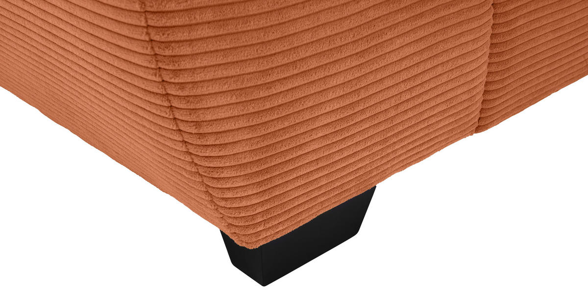 ECKSOFA Dunkelorange Cord Rückenkissen, Armlehnenkissen, Bettkasten, Schlaffunktion, Rücken echt, Liegefläche im Originalstoff  - Dunkelorange/Schwarz, KONVENTIONELL, Kunststoff/Textil (304/212cm) - Carryhome