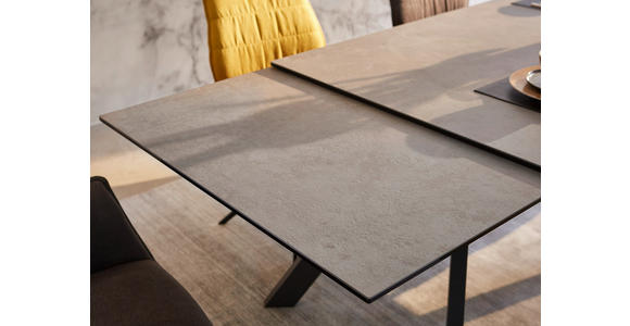ESSTISCH in Metall, Glas, Keramik 180-260/95/76 cm - Schwarz/Grau, Design, Glas/Keramik (180-260/95/76cm) - Novel