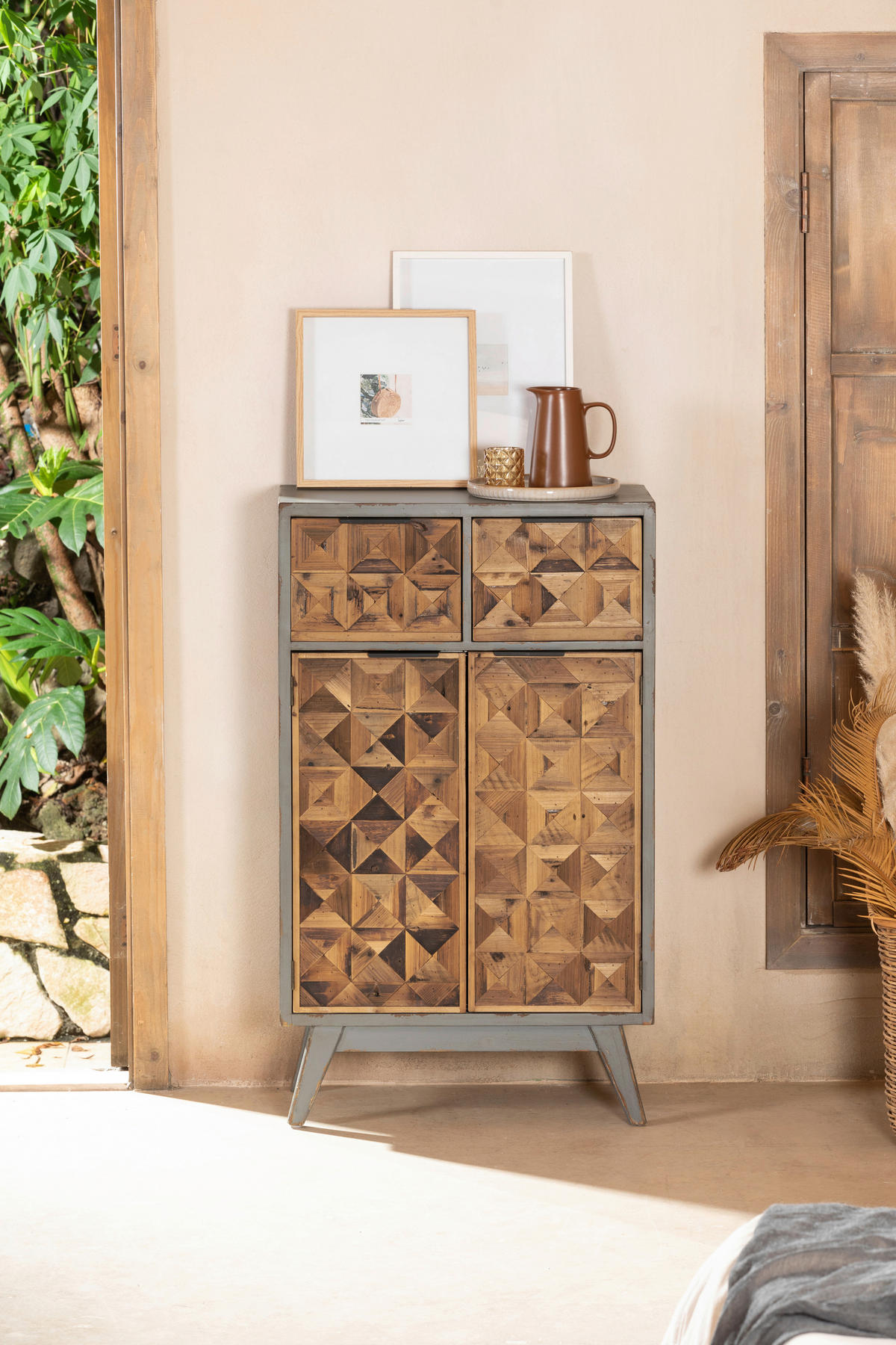 HIGHBOARD  in 64.5/109/33.5 cm  - Multicolor/Schwarz, KONVENTIONELL, Holz/Holzwerkstoff (64.5/109/33.5cm) - Livetastic