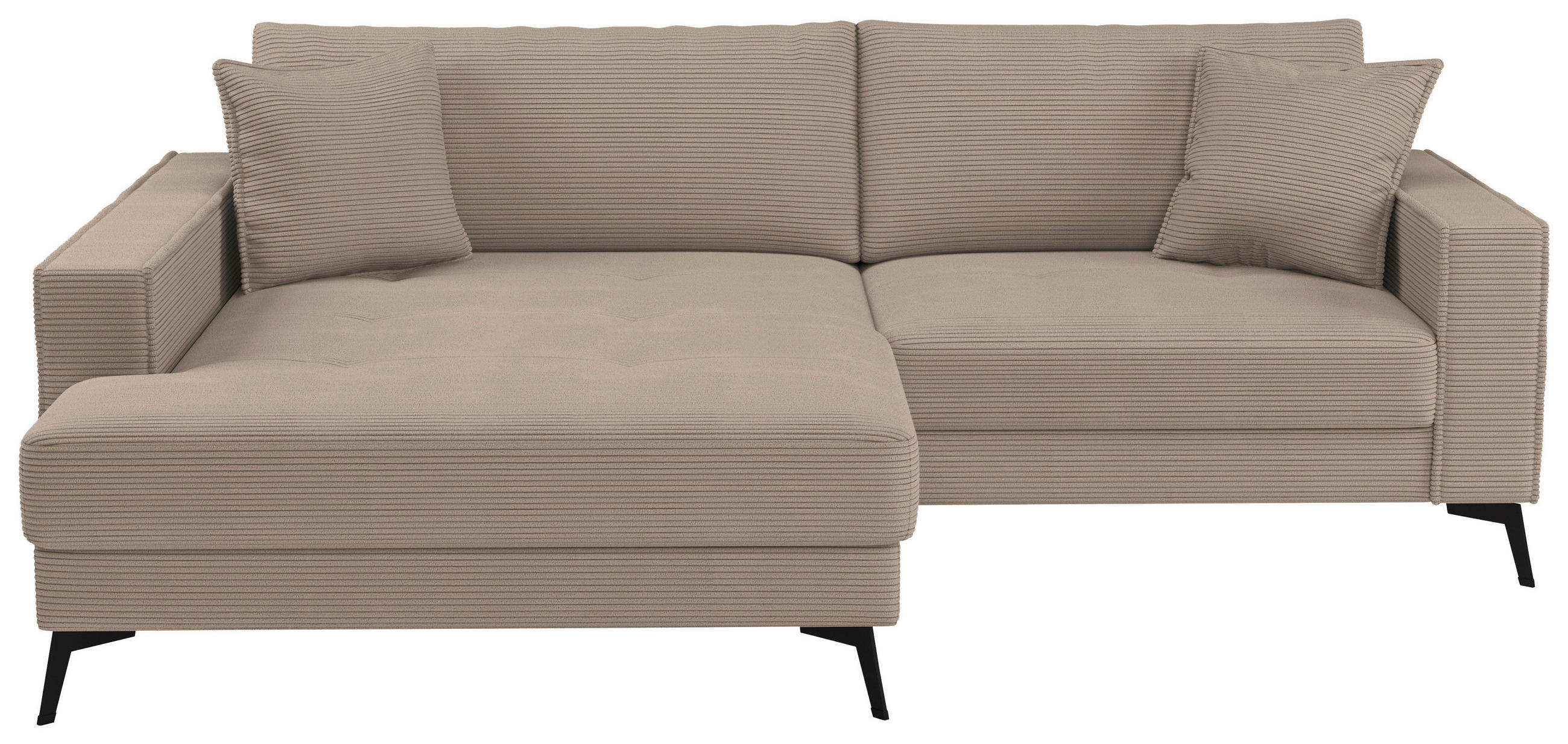 ECKSOFA TED Braun Cord Zierkissen  - Schwarz/Braun, Trend, Textil/Metall (174/228cm) - P & B