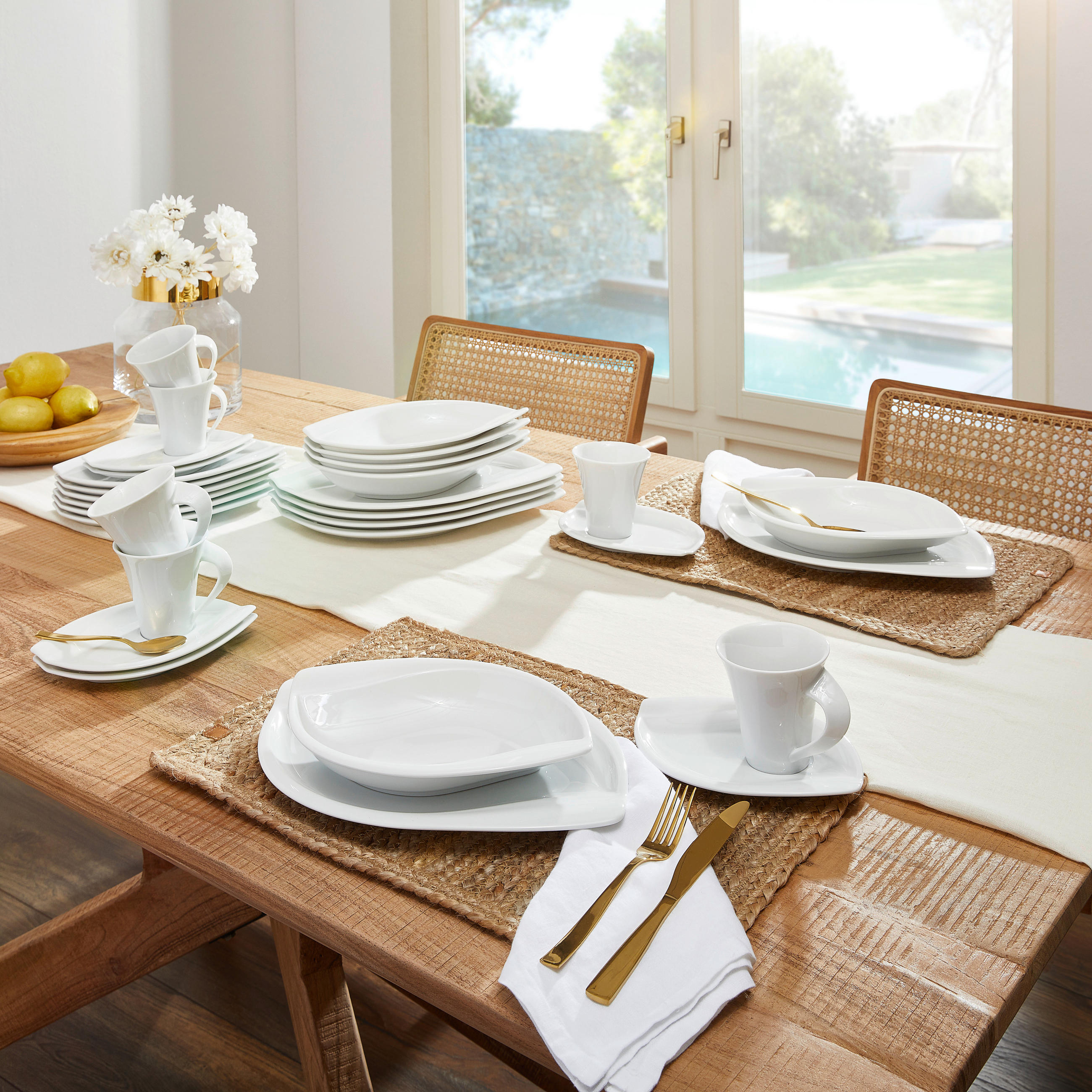 KOMBISERVICE Weiß 30-teilig Acacia  - Weiß, Basics, Keramik (41/37/30cm) - Creatable
