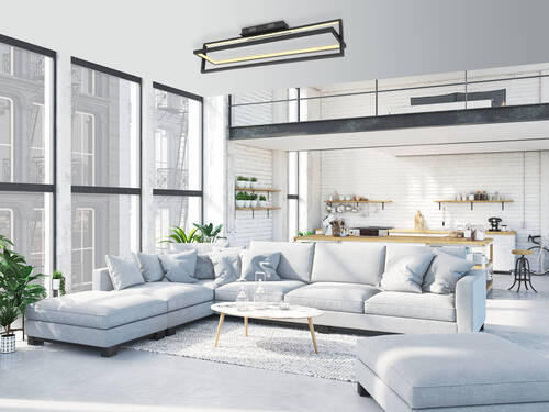 LED-DECKENLEUCHTE 23 W    82/18/21,5 cm  - Opal/Schwarz, Trend, Kunststoff/Metall (82/18/21,5cm) - Globo