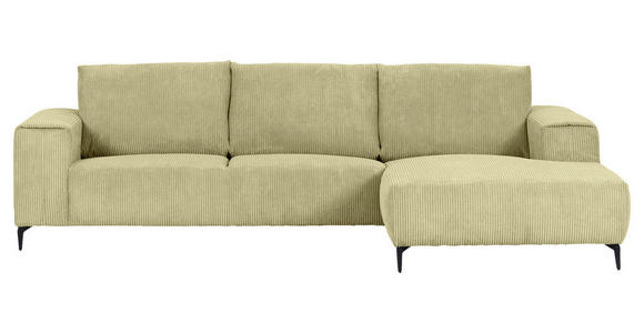 ECKSOFA  in Cord Hellgrün  285/170 cm  - Schwarz/Hellgrün, KONVENTIONELL, Textil/Metall (285/170cm) - Carryhome