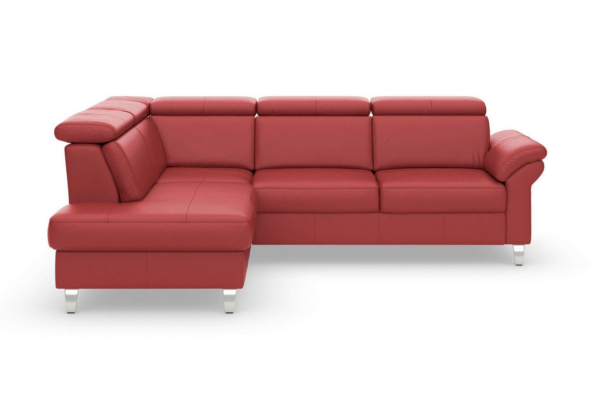 ECKSOFA 194/245 cm ARNGAST E in Echtleder Rot Kopfteilverstellung  194/245 cm  - Chromfarben/Rot, Basics, Leder/Textil (194/245cm) - Sit & More